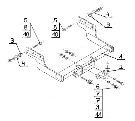 Flange neck tow bar - bar, for