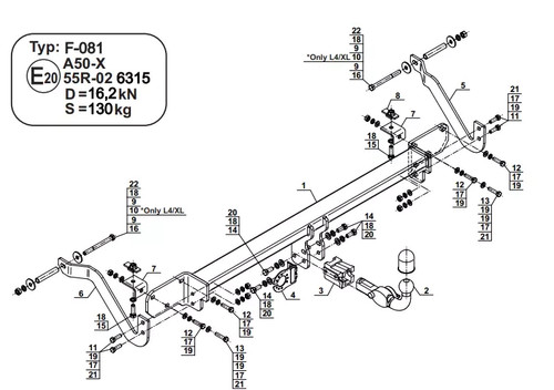 Detachable tow bar - bar, for