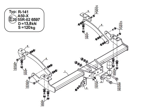 Flange neck tow - bar, for